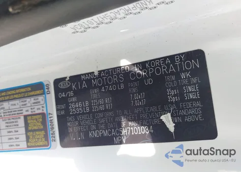 2017 Kia Sportage Lx из США, поврежденный, VIN KNDPMCAC5H7101034